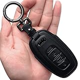 Tukellen Compatible with Audi Key Fob Cover Genuine Leather with Keychain,Leather Key Case Key Shell