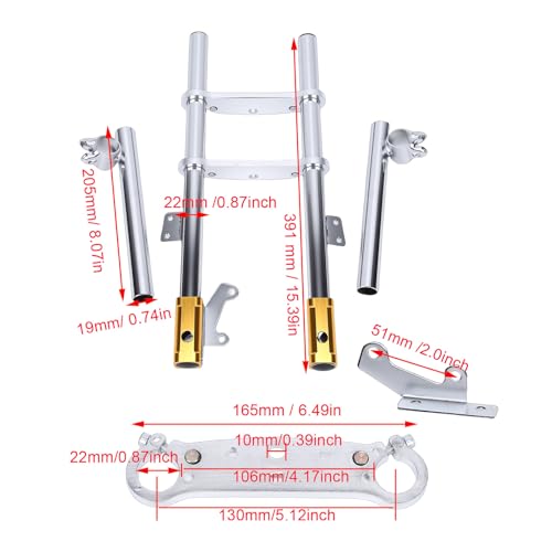 NOENNULL Dirt Bike Front Fork Suspension Shocks, Metal Material, Designed for 47ml 49ml Minimoto Mini Dirt Bike Quad Pocket, High Strength Shock Absorber, Enduring Performance,