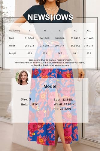Image of Newshows Women's 2026 Lightweight Summer Wedding Guest Beach Vacation Casual V Neck Split Flowy Maxi Dress