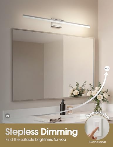Image of VOLISUN Modern Bathroom Vanity Light 39.4 inch, Rotatable, 34W Dimmable 5CCT Led Bathroom Light Fixture Over Mirror, Brushed Nickel Bar Vanity Light for Bathrooms Mirror Restroom-ETL Certificated