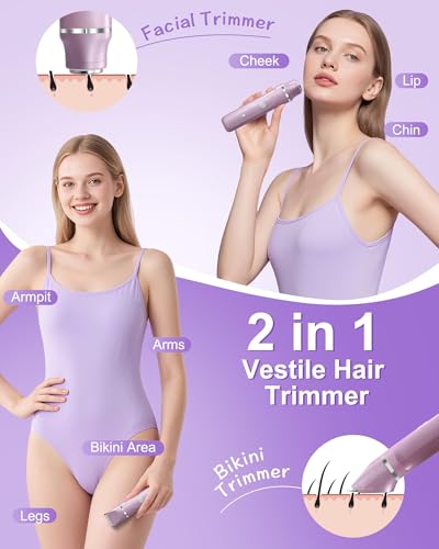 Image of Electric Razors for Women, 2-in-1 Bikini Trimmer with Charging Dock - Precision Bikini Shaver & Facial Trimmer for Sensitive Areas, Waterproof Electric Shaver for Women