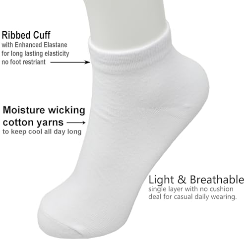 Image of Glory Max 6 Pairs Women Cotton Thin Ankle Low Cut Lightweight Casual Socks
