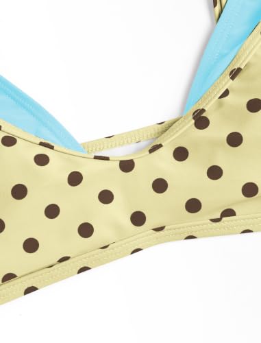Image of ZAFUL Women's Polka Dot Bikini Set Double Layer Halter Swimsuit Colorblock Side Tie 2 Piece Bathing Suit