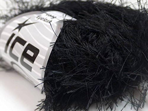 Black Extra Long Eyelash Yarn Ice Luxurious Fun...