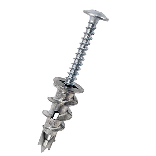 Ansoon Zinc Self Drilling Drywall Hollow-Wall Anchors with Screws Kit, 100 Heavy Duty Metal Wall Anchors and 100#8 x 1-1/4'' Screws - 200 Pieces All Together