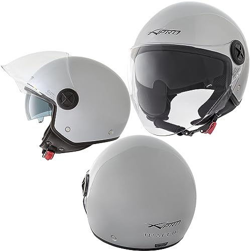 Jet Casco Moto Scooter ECE 22 Doble Visor Parasol Interior Plata S