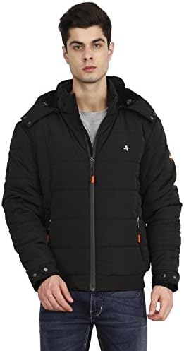 HIVER Men's Nylon Jacket Water Proof Full-Sleeved Winter Jacket with Hood For Minus Degree