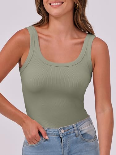 Image of ANRABESS Womens Sleeveless Scoop Neck Tank Top Ribbed Fitted Summer Basic Slim Cute Tops 2026
