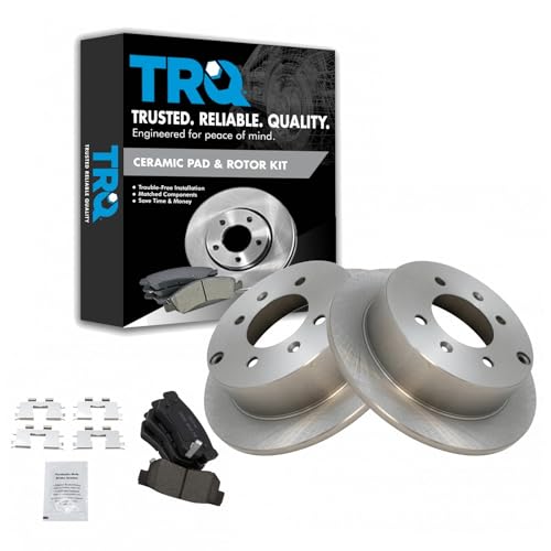 Image of TRQ Rear Brake Pad and Rotor Set Ceramic Solid Rotors | For 1999-2005 Hyundai Sonata 2001-2006 Kia Optima
