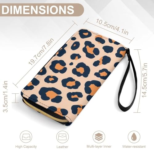 Women Travel Wallet, Zipper Closure Phone Purse, Portable Rope Wallets, Perfect for Business, Watercolor Leopard Cheetah Animal Print2