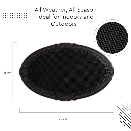 Image of Encasa XO Rubber Door Mat, Anti Skid Heavy Duty Floor Mat, Home Black 1