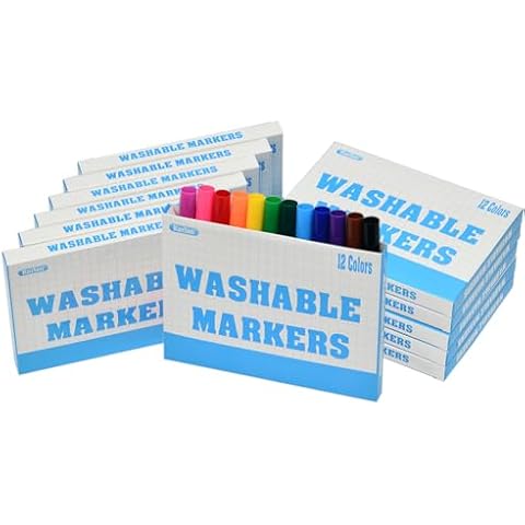 Rarlan Washable Markers Bulk, Markers for Kids, Classpack, 12 Colors,12 Boxes, 144 Count Cover