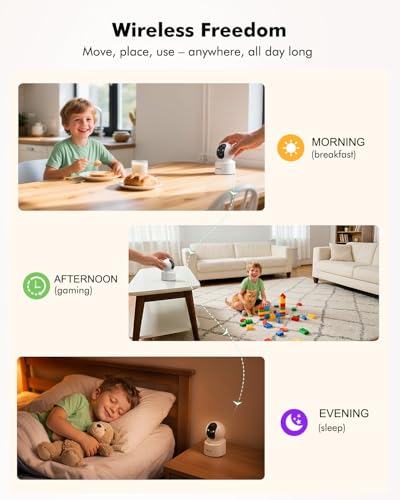 Battery Operated Indoor Camera 2.5K, Home Security Camera Wireless with 6000mAh Rechargeable Battery, Dual-Band WiFi 2.4/5G, 360° PTZ, Color Night Vision, Pet Camera with PIR Motion Detection - Image 4