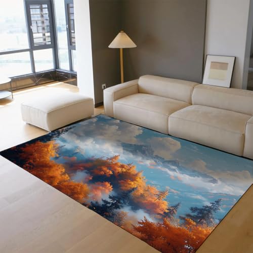 Tapis 120x150cm extérieur et intérieur lavable antidérapant pour salon et patio moderne