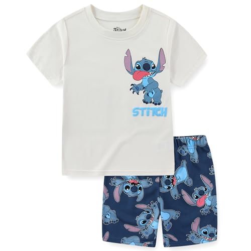 Disney Lilo & Stitch Boys Short Sleeve T-Shirt and Mesh Short Set for Big Kids