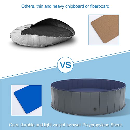 Niubya Portable Dog Pool, Foldable Pet Swimming Pool, Anti-Slip Collapsible Pet Bathtub, Hard Plastic Bath Pool For Pets Dogs And Cats, 63 X 16 Inches #TOP3