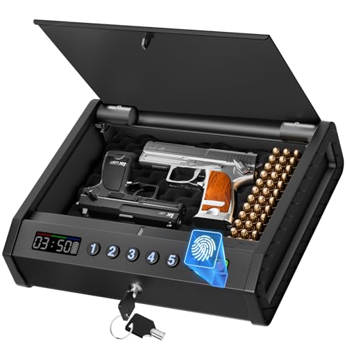 LOYMR Gun Safe, Biometric Gun Safe for Pistols, Three Ways Quick Access