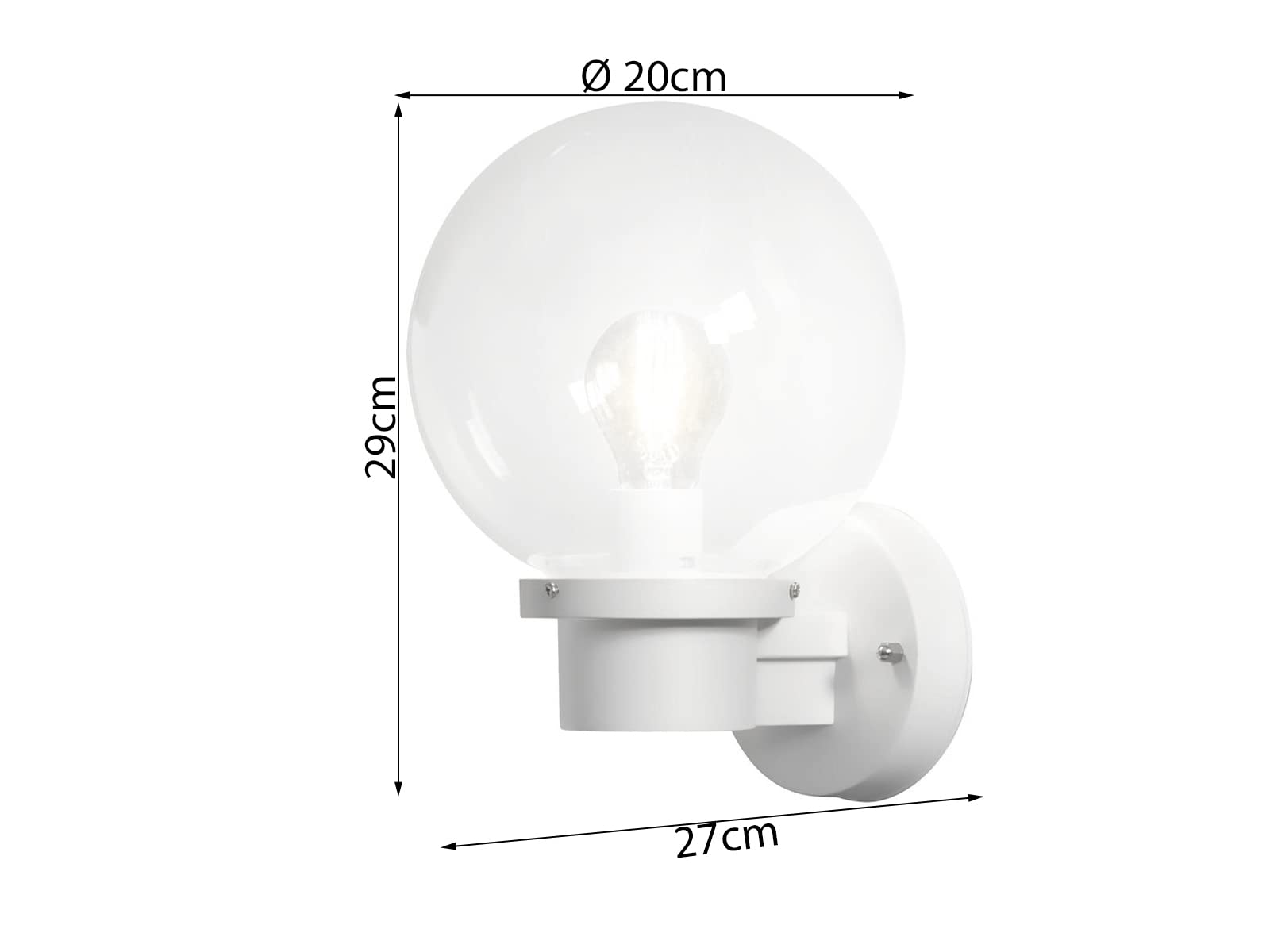 Konstsmide Applique murale d'extérieur LED moderne avec grande boule en verre, blanc