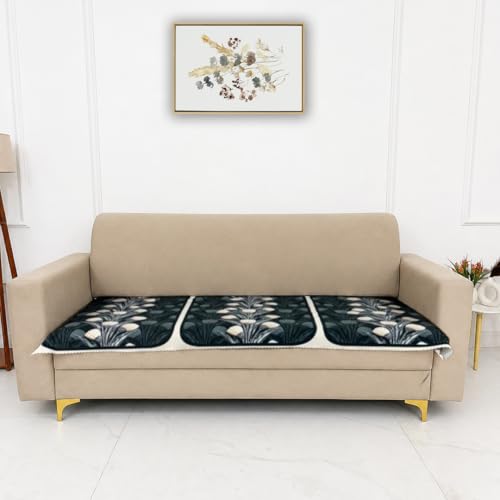 Image of Homerz Premium 'Luxe Series' Sofa Cover | Holland Velvet Fabric | Smooth Finish | Anti-Slip Fleece Backing Couch Protector (Terrace Vein, 5 (3+2) Seater, Only Seat Cover)