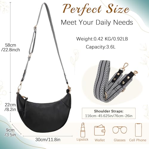 VX VONXURY Shoulder Bag for Women, Small Faux Leather Crescent Crossbody Purse with Zipper Closure, Fashion Underarm Handbag2