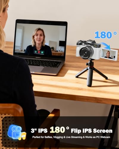 Image of NBD 8K 64MP Digital Cameras for Photography with 16X Zoom,2026 Upgraded Autofocus Vlogging Camera with 180Flip Screen,Point and Shoot Digital Cameras with 2 Batteries,64GB Card,52mm Macro Lens(White)