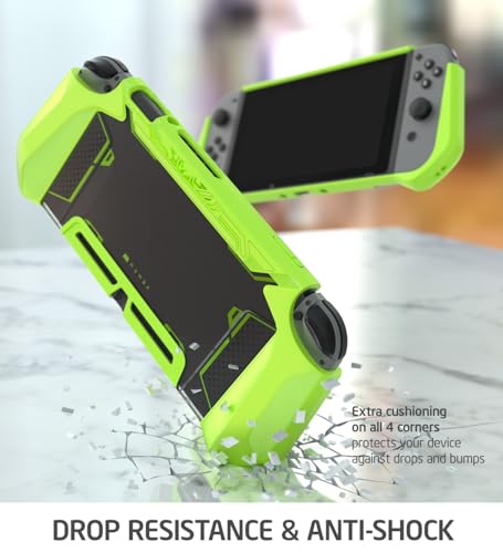 Image of Mumba Blade Series Dockable Case for Nintendo Switch (2017 Release), Green, TPU Grip Protective Cover, Compatible with Switch and Joy-Con