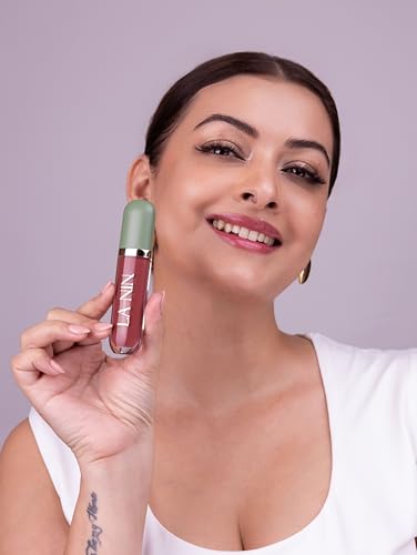 Image of La Nin Skinny Dip Peptide Infused Lip Oil Secret Crush | Rose Pink Shade for Women | Deep Hydration Lip Oil | Plumping Glossy Lip Care | 6 ml