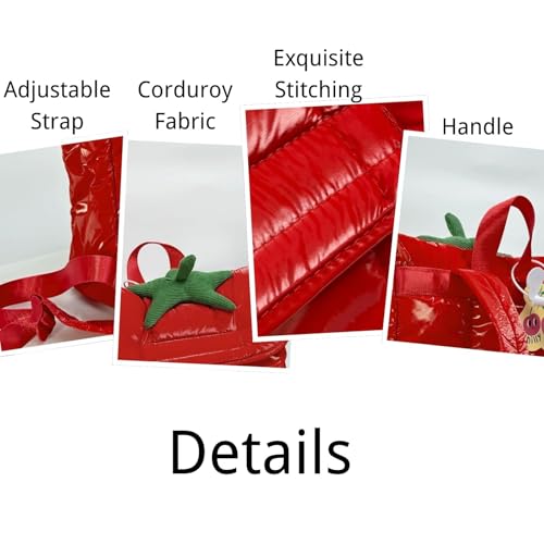 Cute Tomato Backpack, Waterproof Lightweight Bag with Compartments, Red Bag for Women4