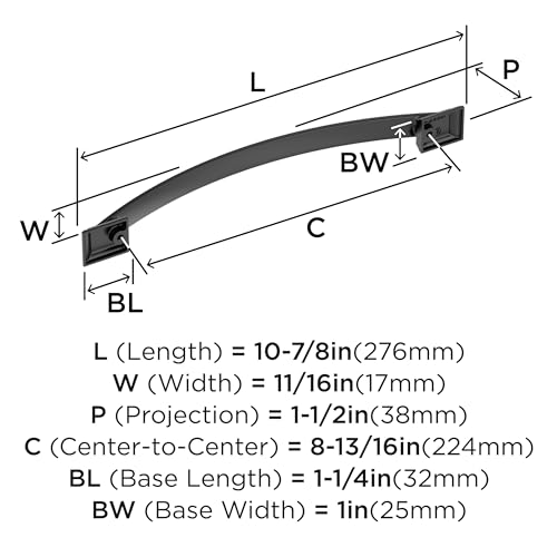 Image of Amerock Candler 8-13 /16 inch (224mm) Center-to-Center Black Bronze Cabinet Pull, BP29351BBR