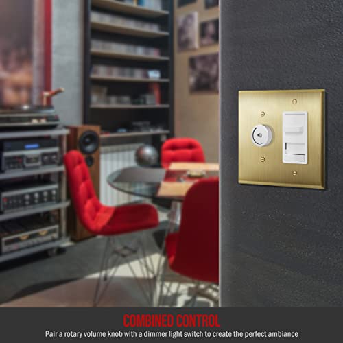 Image of ENERLITES Combination Toggle Switch and Decorator Receptacle Metal Wall Plate, Stainless Steel 201 Outlet Cover, Corrosion-Resistant, Mid-Size 2-Gang 4.88 inch x 4.92 inch, 771131M-BB, Brushed Brass