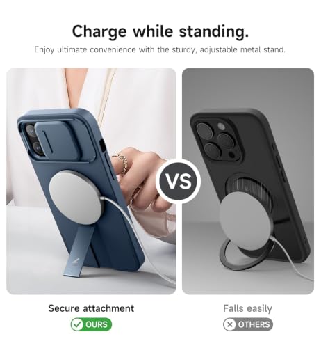 Image of SURITCH for iPhone 13 Pro Max /12 Pro Max Case with Magnetic Camera Slide Cover and Adjustable Kickstand, Compatible with MagSafe, Shockproof Bumper Case Slim Protective Cover 6.7 Inch, Blue