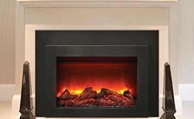 Sierra Flame Deep Electric Fireplace Insert with Black Steel Surround & Overlay