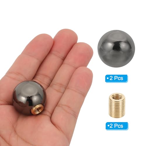 Image of PATIKIL 25mm Ball Lamp Finials Caps Knob, 2 Set Lamp Shade Decoration, Dark Gray