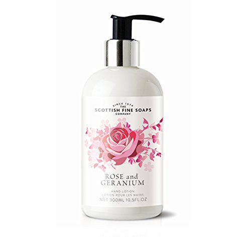 Scottish Fine Soaps Rose & Geranium Hand Lotion with Pump, 10.5 Oz.
