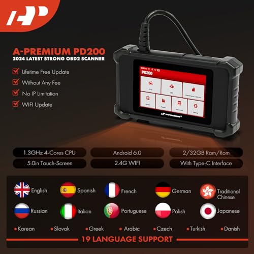 A-Premium 2025 PD200 Enhanced 4 System OBD2 Scanner Diagnostic Tool, All Function Check Engine Code Reader Scan Tool, fo - Additional View