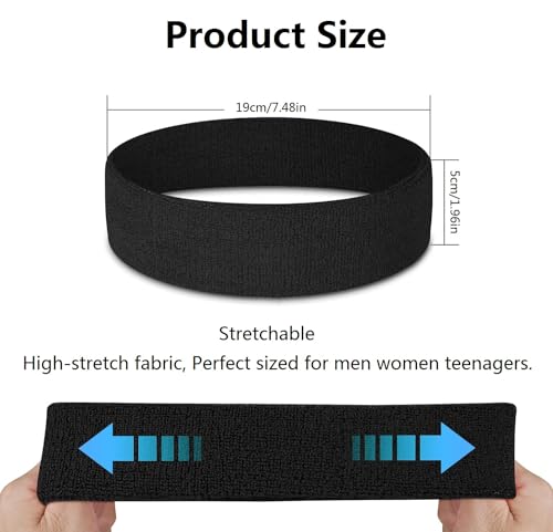 KOMUNJ Sports Headbands, Sweatband for Men Women Elastic Headbands for Running Bike, Jogging, Tennis, Football (Pack of 3 - Image 4