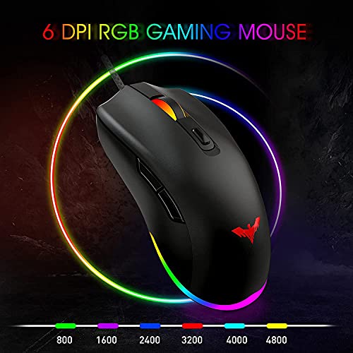 havit 60% Mechanische Tastatur und Maus mit Kabel, Type C kabelgebundene 61 Tasten Gaming Tastatur QWERTZ mit Rot Schalter, Programmierbare RGB Gaming Maus (KB611L) - Image 6
