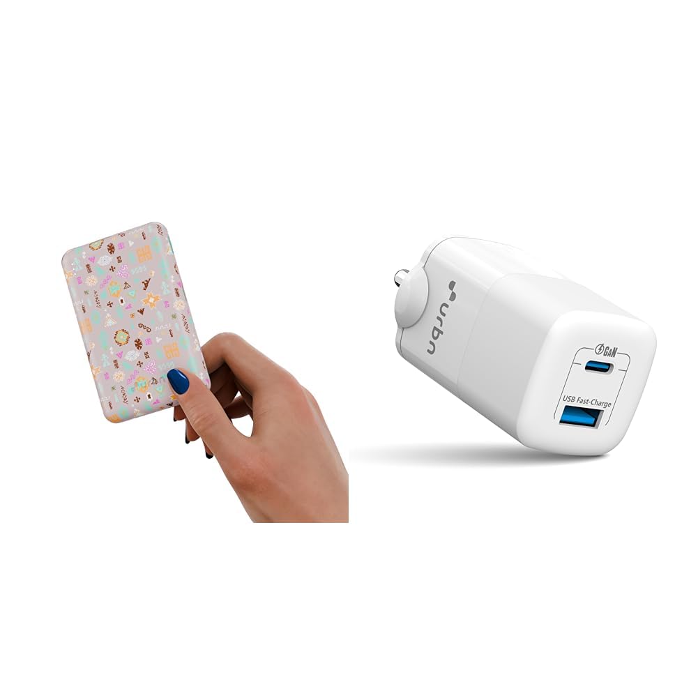 URBN 10000 mAh Nano Slim Power Bank - Payal Singhal Edition (Pink) with 65w gan Charger