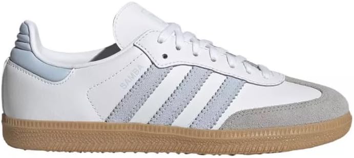 adidas Unisex Samba OG J FTWR whiteCrystal Sky/Gum 3 3.5 US