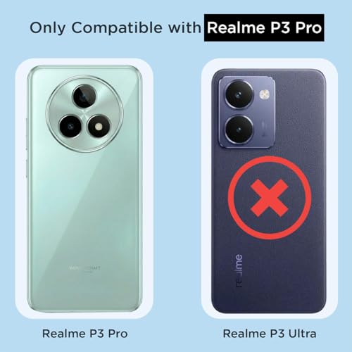 Image of Fashionury 3D Raised Transparent Crystal Clear Back Cover for Realme P3 Pro 5G | Shockproof Design | Anti-Slip Grip | Camera Protection | 360 Degree Protection Mobile Case