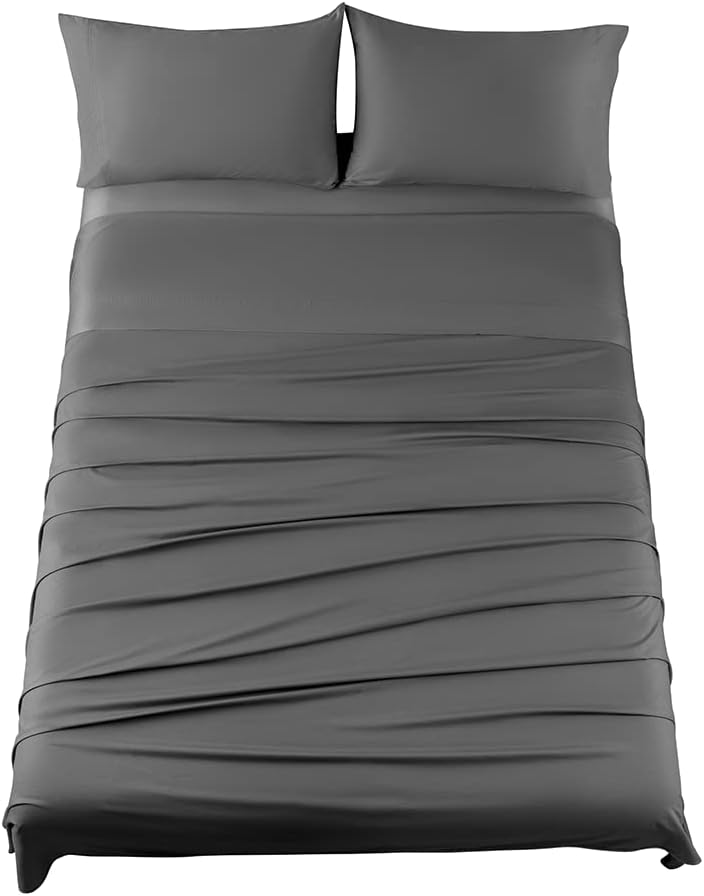 1200 Thread Count Cotton Sheets, 100% Egyptian Cotton Sheet for King Size Bed, Sateen Weave Bed Sheets 16-Inch Deep Pocket - Breathable and Hypoallergenic - 4 Piece (Charcoal Grey, King)