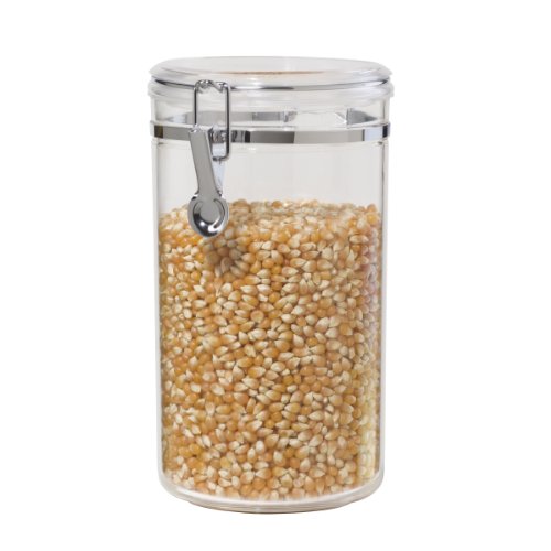 Oggi Large Clear Canister with Clamp Lid 72 oz - Large Airtight Food Storage Container for Kitchen & Pantry Storage of Bulk Dry Foods Pasta Flour Sugar Coffee Rice Tea Spices & Herbs