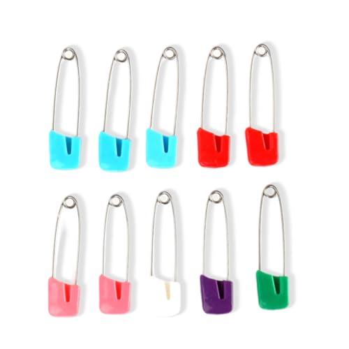 Gsycle Large Safety Pins, 10Pcs Multicolor Plastic + Metal Art Deco Style, Ideal for Diapers, Crafts, Sewing, Baby Showers & More