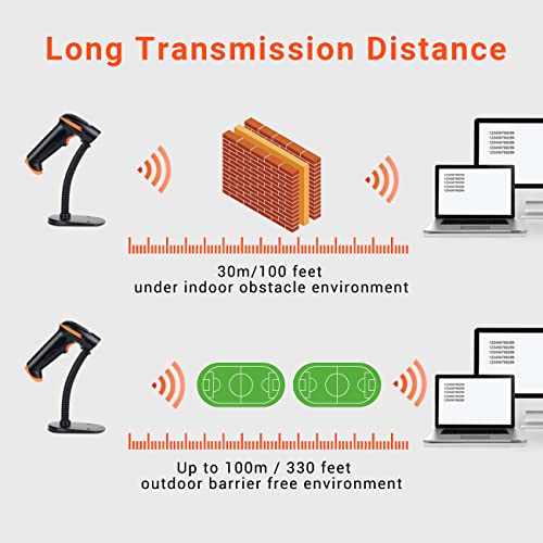 Tera douchette 1D scanner code barres sans fil 2,4 GHz et USB - 4