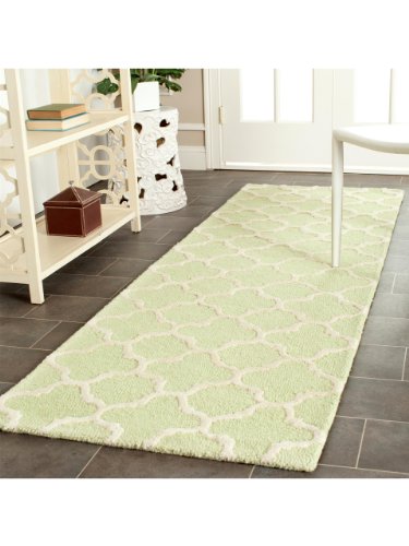 Safavieh Geometric Indoor Hand Tufted Accent Area Rug, Cambridge Collection, CAM130, in Light Green / Ivory - Image 2