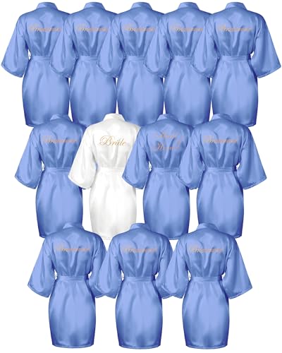 Image of Jecery 7 /12 Pcs Bridesmaid Robes Bride Kimono for Wedding Day Satin Embroidered Bridal Party Robes