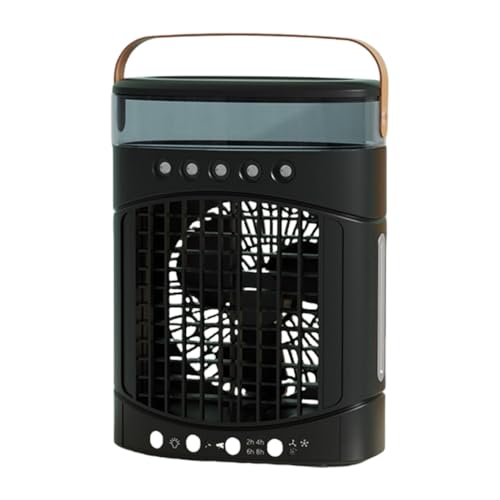 ZEPFJHE Ventilador sin aspas con tanques de nebulización y aire acondicionado portátil de velocidad ajustable con luz nocturna de 7 colores para dormitorio