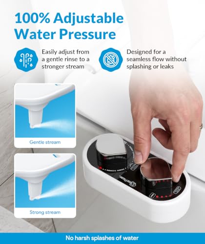 Image of CLEAR REAR Bidet Attachment for Toilet Seat - Non-Electric with Self Cleaning Dual Nozzles, Leak Proof Connectors, Adjustable Water Spray, Rear & Feminine Wash - Hygienic Bathroom Upgrades