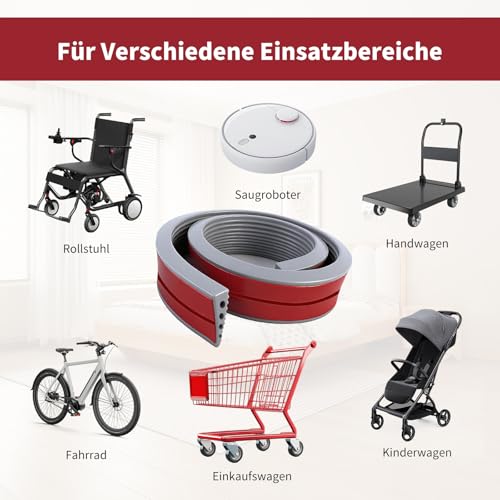 Türschwellenrampe 100x8x2.5CM, Schwellenrampe TPE Selbstklebend Rollstuhlrampe, rutschfeste Oberfläche Auffahrrampe Türschwellenrampe für Saugroboter Rollstühle Kinderwagen e Scooter Rollator Grau