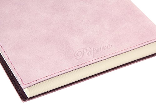 Carnet en cuir véritable doublé rose petit format Papuro Capri 9x13 - 2